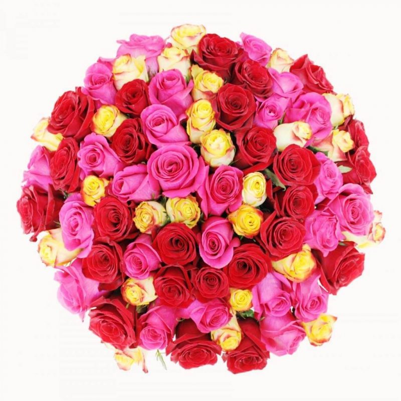 Father's Day Special 100 Mixed Roses Fresh Flower Bouquet in Paper
